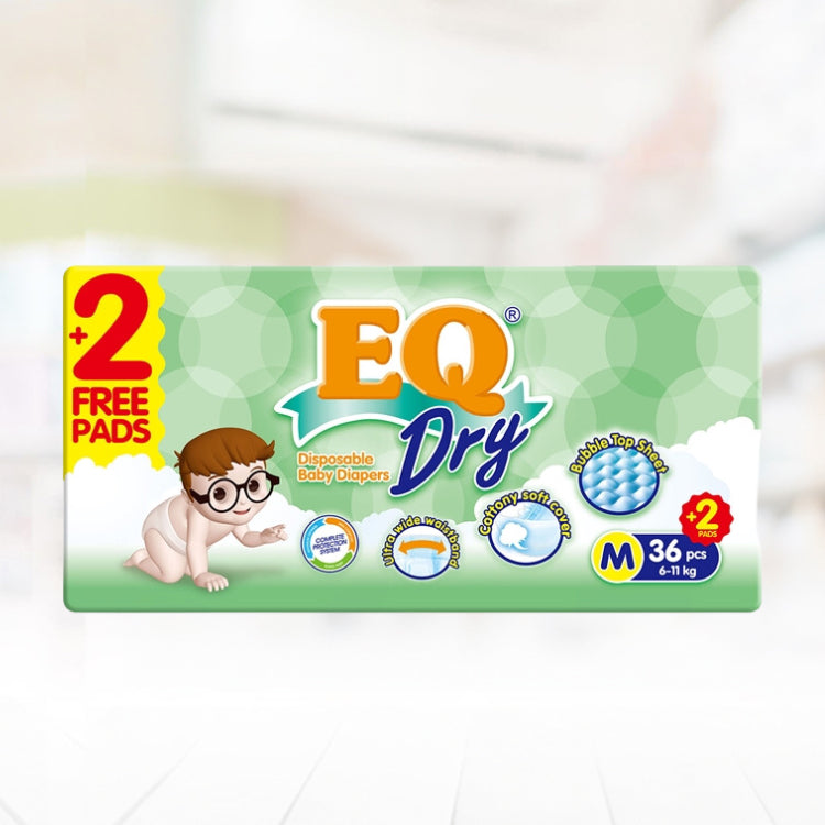 EQ Dry Econo Pack Disposable Baby Diapers Medium 36+2pcs