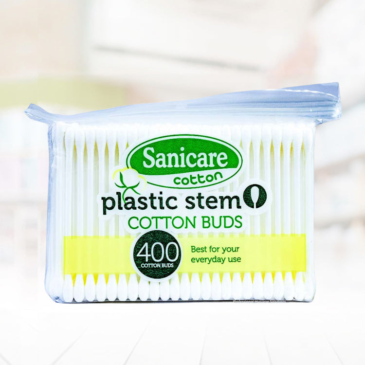 Sanicare Cotton Buds Plastic Stem 400 Buds